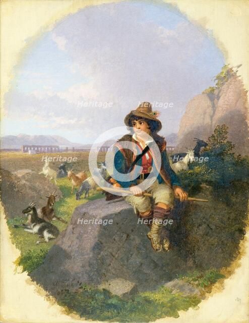 'A goatherd on the Romas Campagna', 1870s. Artist: Penry Williams.