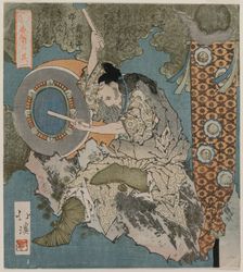 A God Playing a Drum (From the Series The Spring Cave), 1825. Creator: Totoya Hokkei (Japanese, 1780-1850)