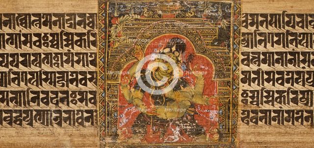 A Goddess, and the Goddess Mahapratisara, Two Folios from a Pancharaksha..., between 1160 and 1161. Creator: Unknown.