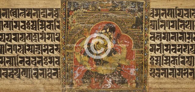 A Goddess, and the Goddess Mahapratisara, Two Folios from a Pancharaksha..., between 1160 and 1161. Creator: Unknown.