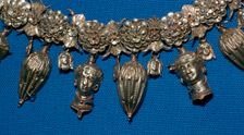 A gold necklace, possibly from the tomb of a priestess, 4th century BC