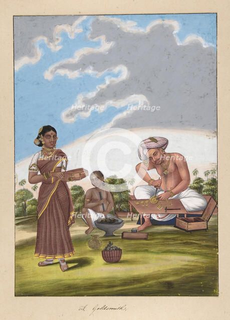 A Goldsmith, from Indian Trades and Castes, ca. 1840. Creator: Anon.