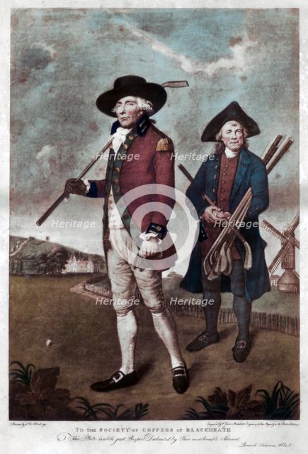 A golfer and his caddie, c1770-c1810.Artist: Valentine Green