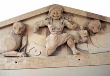 A gorgon and panthers from the pediment of the temple of Artemis on Corfu