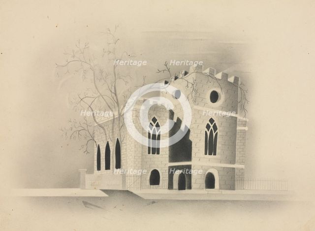 A Gothic Church by Moonlight, 1840. Creator: Mary Altha Nims (American, 1817-1907).