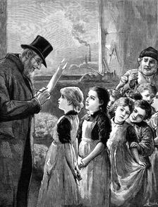 A government inspector visiting a factory, 1881. Creator: W. I. Mosses