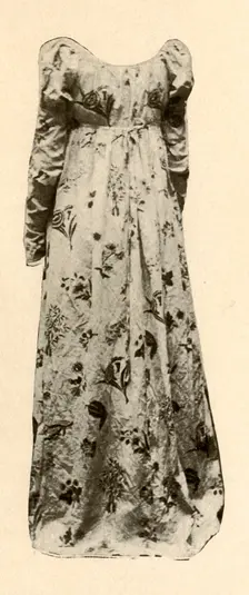 A gown of buff glazed chintz, worn by Madame Chevalier c1795, (1937). Creator: Unknown
