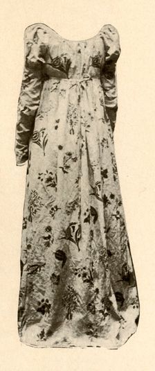 A gown of buff glazed chintz, worn by Madame Chevalier c1795, (1937). Creator: Unknown