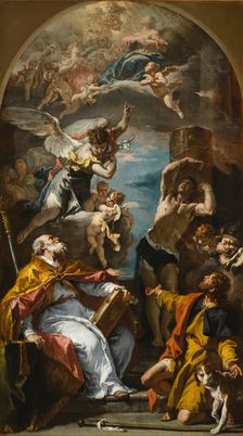 A Glory of the Virgin with the Archangel Gabriel and Saints Eusebius, Roch..., between 1724 and 1725 Creator: Sebastiano Ricci