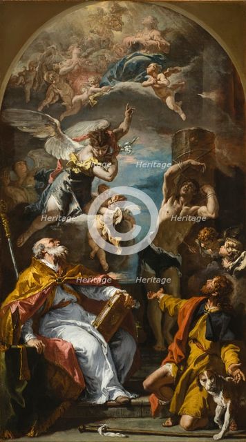 A Glory of the Virgin with the Archangel Gabriel and Saints Eusebius, Roch..., between 1724 and 1725 Creator: Sebastiano Ricci.