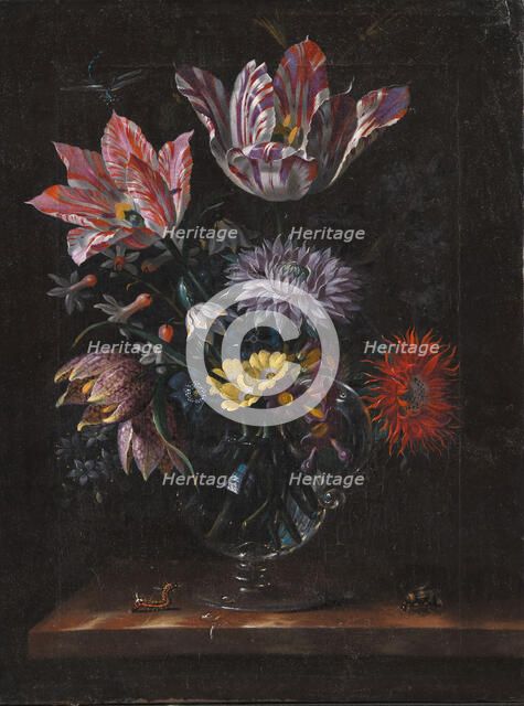 A Glass Vase with Flowers, 1667-1671. Creator: Jacob Marrel.