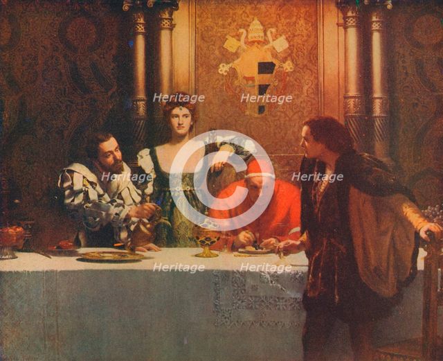 'A Glass of Wine with Caesar Borgia', 1893, (1914). Artist: John Maler Collier.