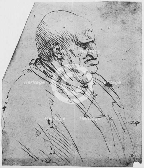 'A Grotesque Profile of a Man to the Right', c1480 (1945). Artist: Leonardo da Vinci.
