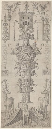 A Grotesque with Diana of Ephesus and Diverse Animals, 1555. Creator: Master AP