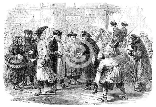 A group at the Great Annual Fair at Nijni Novgorod, Central Russia, 1864. Creator: Mason Jackson.