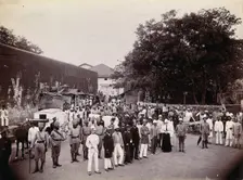 A group comprising doctors, health and public officials gathered on a street in Bombay..., 1896/1897 Creator: Unknown