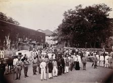 A group comprising doctors, health and public officials gathered on a street in Bombay..., 1896/1897 Creator: Unknown