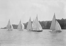 A group of 6 metre boats racing downwind, 1931. Creator: Kirk & Sons of Cowes
