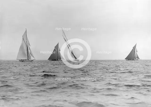 A group of 15-metre class yachts: 'Pamela', 'Maudrey', 'Paula III' & 'Istria', 1913. Creator: Kirk & Sons of Cowes.