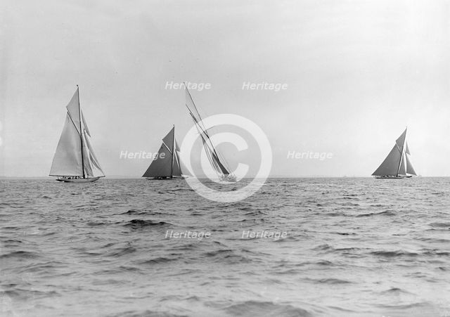 A group of 15-metre class yachts: 'Pamela', 'Maudrey', 'Paula III' & 'Istria', 1913. Creator: Kirk & Sons of Cowes.