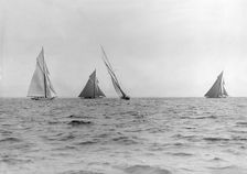 A group of 15-metre class yachts: Pamela Maudrey Paula III & Istria 1913. Creator: Kirk & Sons of Cowes