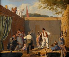 A Group of Tightrope Walkers just before a Performance, 1840-1841. Creator: Julius Friedlaender