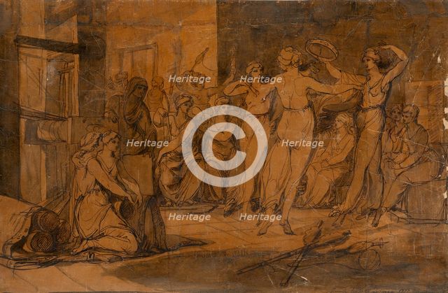 A group of women weavers leave their work to dance and make music (or Maidens before a Loom), 1777. Creator: James Jefferys.