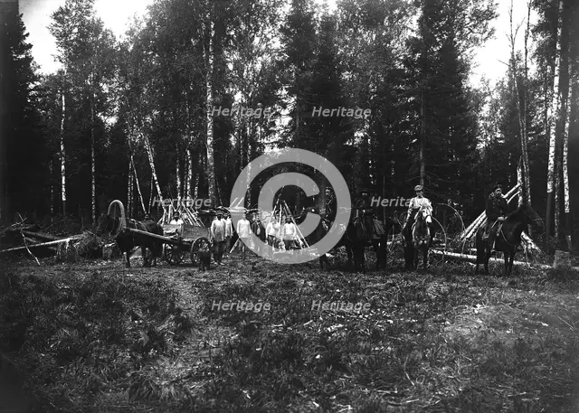 A Group of Workers in the Taiga, 1909. Creator: Dorozhno-Stroitel'nyi Otdel.