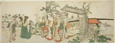 A Group of Young Women Entering the Garden of a Horticulturist, Japan, n.d. Creator: Hokusai
