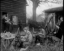 A Group of Young Girls Being Taught To Spin and Weave, 1931. Creator: British Pathe Ltd