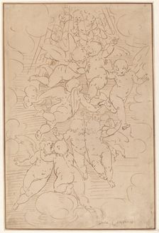 A Group of Angels in Glory, 18th century. Creator: Unknown
