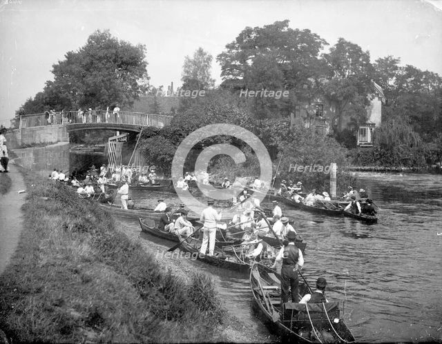 A group of boats by the lock, Boulters Lock, Maidenhead, Windsor and Maidenhead, 1860-1922. Creator: Henry Taunt.