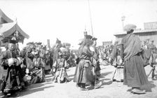 A group of Buddhist monks in the datsan, 1880. Creator: Nikolai Nikolaevich Petrov