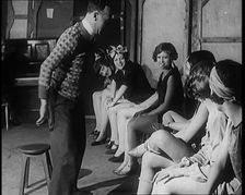 A Group of Dancers in Training Doing Exercises, 1920s. Creator: British Pathe Ltd