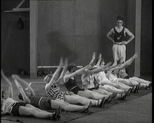 A Group of Dancers in Training Doing Exercises, 1920s. Creator: British Pathe Ltd