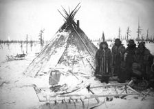 A group of Dolgans of the Yenisei province at the tent, 1925. Creator: Unknown