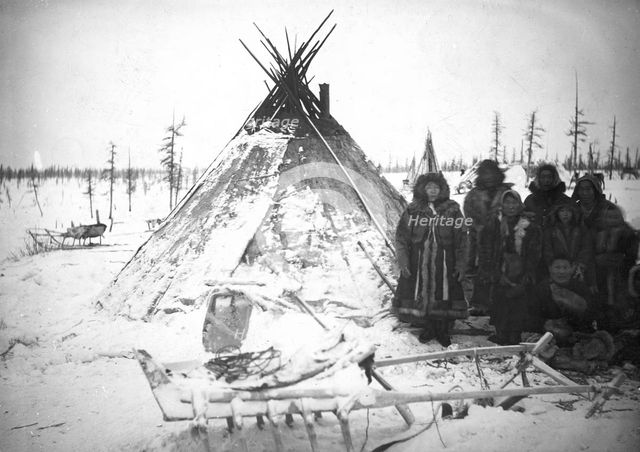 A group of Dolgans of the Yenisei province at the tent, 1925. Creator: Unknown.