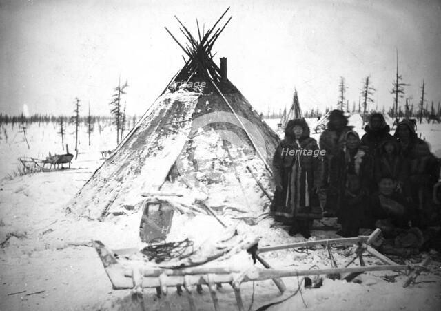 A group of Dolgans of the Yenisei province at the tent, 1925. Creator: Unknown.