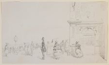 A group of figures on an esplanade, 1857. Creator: James Abbott McNeill Whistler