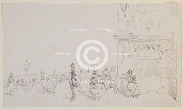 A group of figures on an esplanade, 1857. Creator: James Abbott McNeill Whistler.