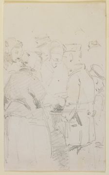 A Group of Figures around a Brazier, 1858. Creator: James Abbott McNeill Whistler