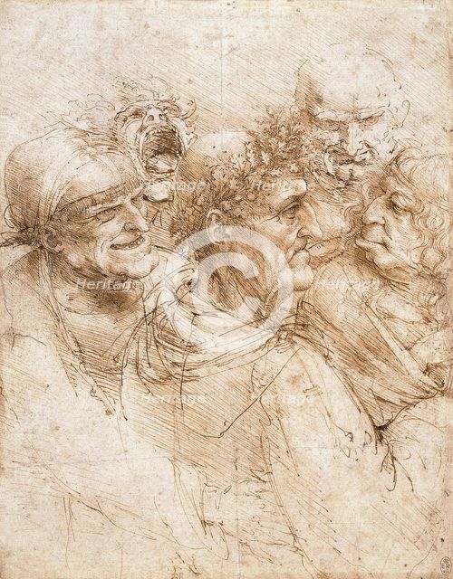A group of five grotesque heads, ca 1493.