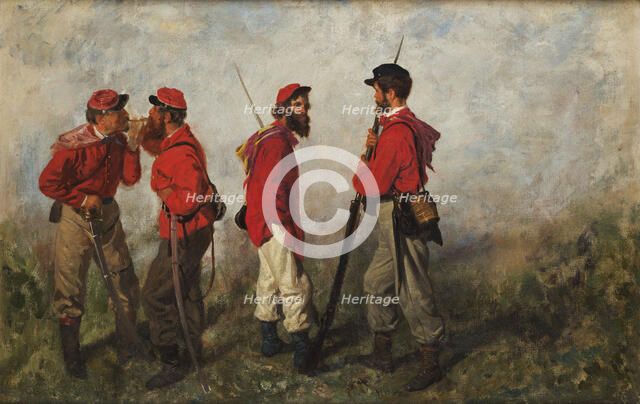 A group of Garibaldians, 1860. Creator: Palizzi; Filippo (1818-1899).