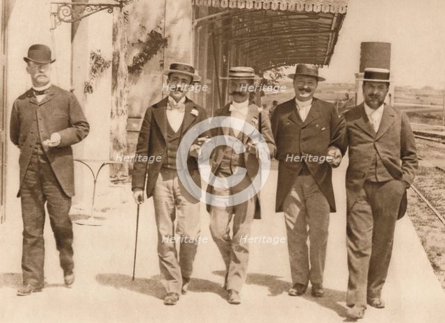 'A group of gentlemen walking', 1937. Artist: Unknown.