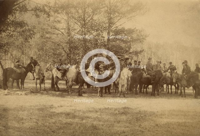 A group of hunters on horseback, 1910-1919. Creator: Unknown.