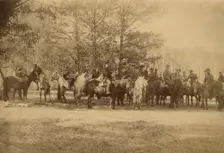 A group of hunters on horseback, 1910-1919. Creator: Unknown