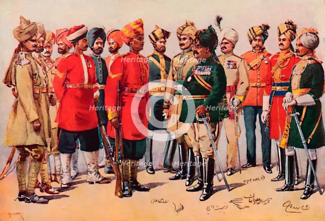 'A Group of Indian Soldiers', 1913. Artist: AC Lovett.