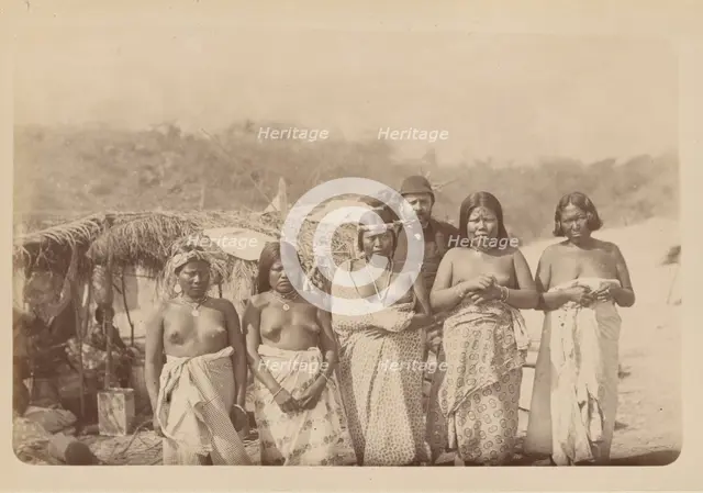 'A Group of Kadiweu Women with a White Man', 1884. Creator: Unknown.