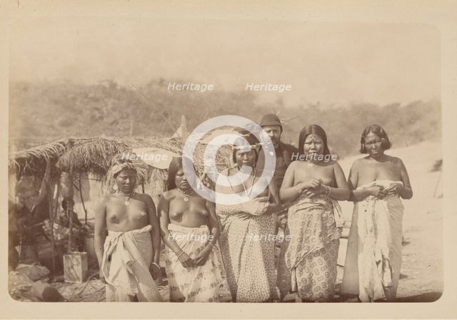 'A Group of Kadiweu Women with a White Man', 1884. Creator: Unknown.