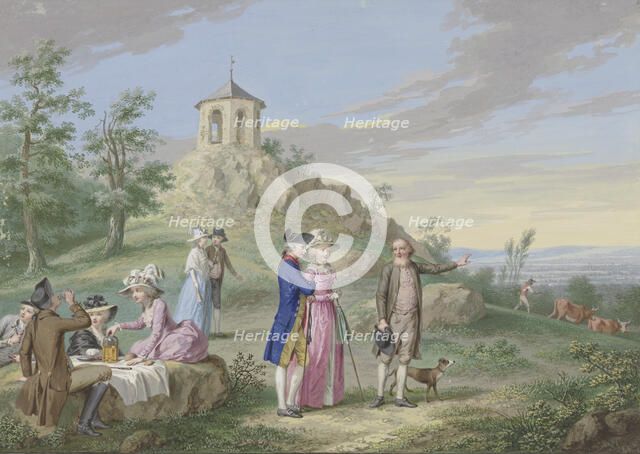 A group of ladies and gentlemen enjoying the countryside, late 18th century.  Creator: Friedrich Tischbein.